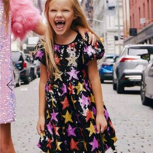 Lola& the Boys Girls Size 8 Black Sequin Star Party Dress